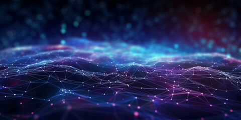 Abstract background with neural network, database flow, cloud computing