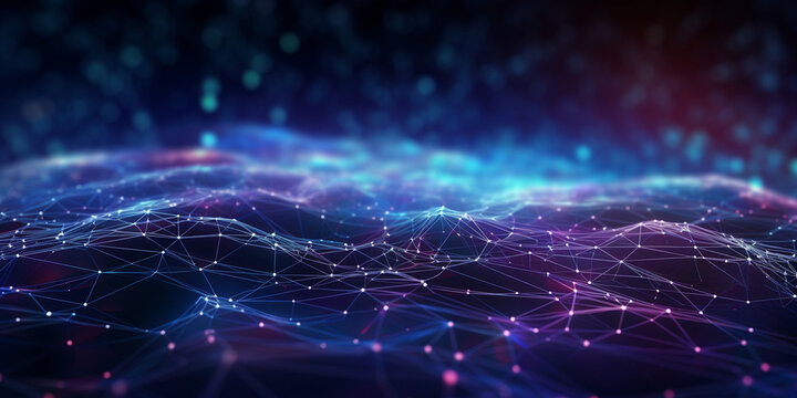 Abstract background with neural network, database flow, cloud computing