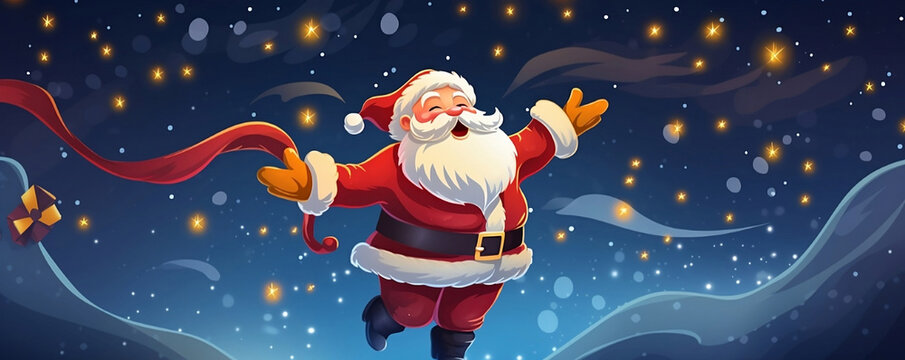 Vector Cartoon Illustration of a cheerful Santa Claus