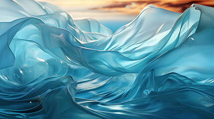 Natural Flow of Soft Curtains Dancing in Ocean Water Abstract Background AI Generative