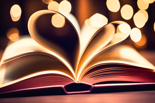 open book with heart shape