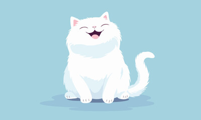 Vector Illustration of a Happy Cat in Flat Design