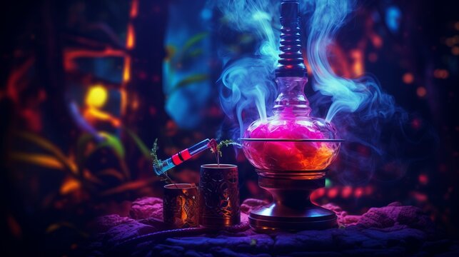 A hookah with billowing smoke