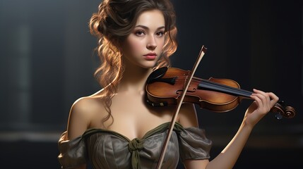 Fototapeta na wymiar young woman plays the violin
