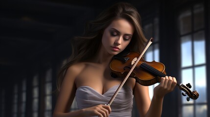 young woman plays the violin