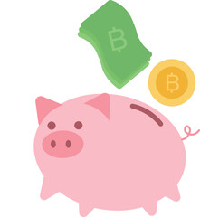 Pig piggy bank with coins . The concept of saving or save money or open a bank deposit.