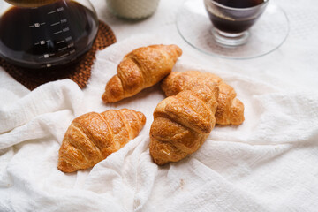 Croissant and coffee with milk