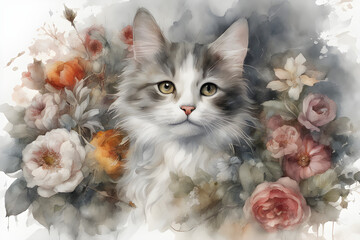 It's a cat style.Elegance, color, change, colorful photography, art, sophisticated photography, art, high definition, cat, 4K, watercolor, painting, illustration, generative ai