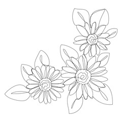 Sunflower simple vector line illustration. One line art drawing