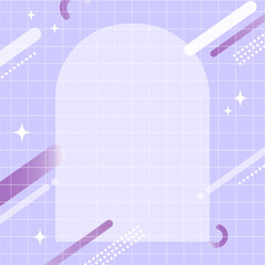 【紫・パープル】幾何学模様背景・メンフィスのフレームパターン素材	
