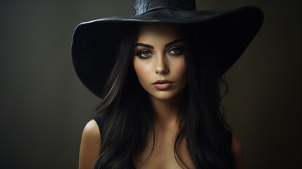 beatiuful woman disguised as a witch for halloween