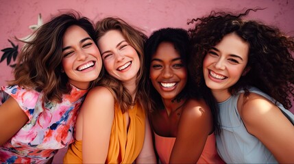 Happy Multi Ethnic Women Having Fun in the Park - Celebrating Diversity and Friendship Among Young Multiracial Friends: Generative AI