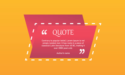 Red Quote frame. Quote remark, mention quotations frame and callout text template. Talk remark quotation frame. Vector ilustration - obrazy, fototapety, plakaty