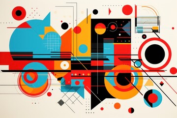 Abstract pattern with dynamic lines, geometric shapes in vivid colors. Modern composition concept.
