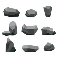 rock set illustration, cartoon style. stones rocks material, isometric 3d flat style. collection of granite, boulder, cobble vector illustration