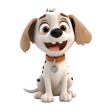 3d rendering of a cute cartoon dog sitting isolated on white background
