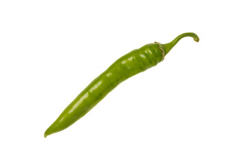 Green hot chili pepper isolated on white background