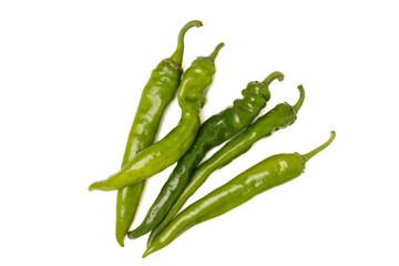 Green chili pepper isolated on white