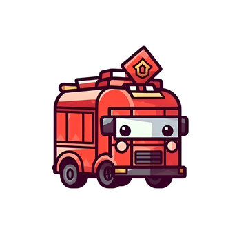 Fire truck icon. Flat illustration of fire truck vector icon for web design