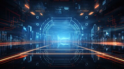 Obraz premium abstract Interface hi tech sci fi interface technology future city urban style background