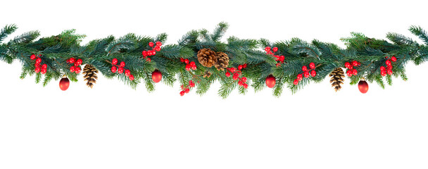 Christmas garland on white - Powered by Adobe