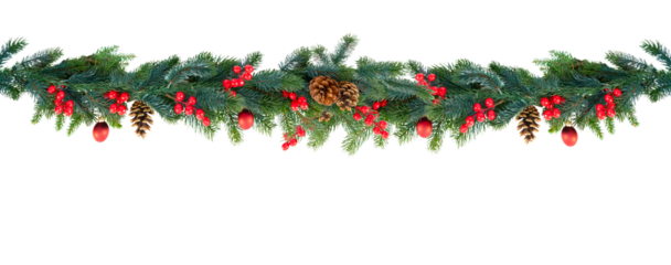 Christmas garland on white