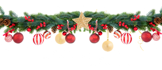 Christmas garland on white