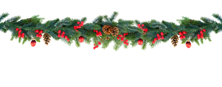 Christmas garland on white