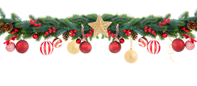 Christmas garland on white