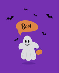 Halloween background with ghost. The upright background is great for cards, brochures, flyers, and advertising poster templates. Vector 