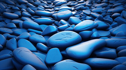 Fototapeta premium Natural Blue Stones Polished Sea Glass And Stones Azure Blue Glass Pebbles AI Generative