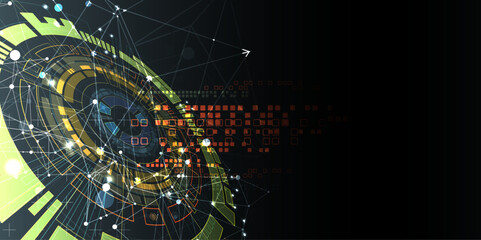 Abstract technology concept. Circuit board, high computer color background.