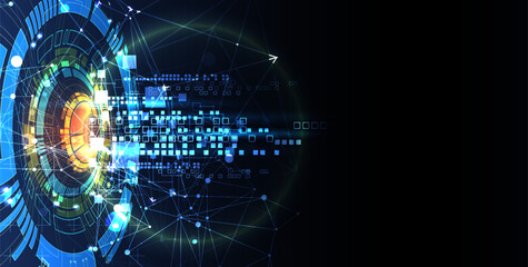 Abstract technology concept. Circuit board, high computer color background.