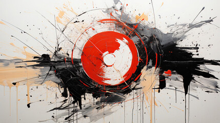 Obraz premium Abstract Circle Liquid Motion Flow Explosion Colorful Pattern with Paint Drops on Background AI Generative