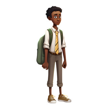 3D Illustration of a Teenage Boy with a Backpack