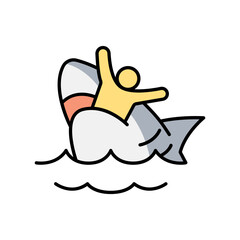 Shark attack people icon