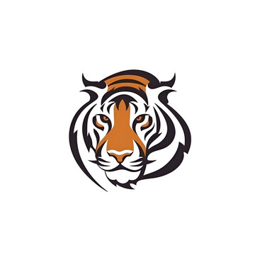 Tiger head logo design vector template. Creative illustration concept icon.