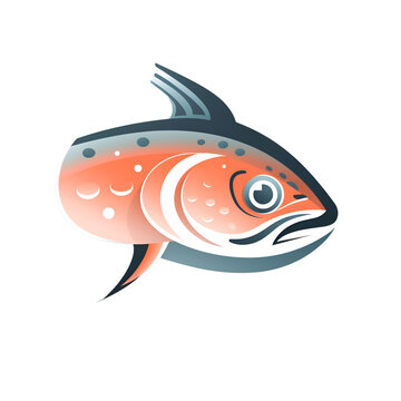 Red salmon fish vector illustration isolated on white background. Seafood symbol.