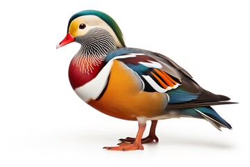 Mandarin duck, high quality, isolated on a white background