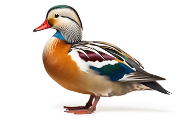 Obraz premium Mandarin duck, high quality, isolated on a white background