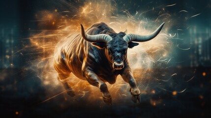 Obraz na płótnie Canvas Taurus magical zodiac sign astrology. Bull running