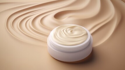 Illustration of a jar of cream for face skin on beige background