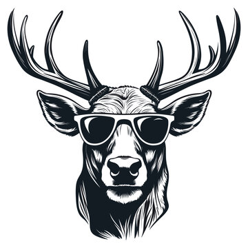 Deer in a business suit and sun glasses Vector Illustration