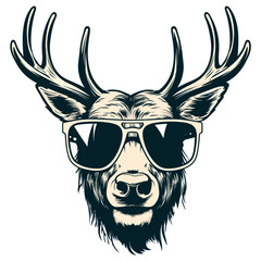 animated deer head wearing glasses that looks modern and good for a fashion