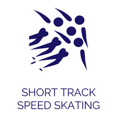 Summer sports icons. Vector isolated pictograms on white background with the names of sports disciplines. Olympic game. Short track speed skating - obrazy, fototapety, plakaty