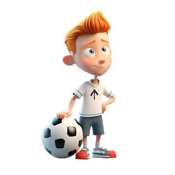 Illustration of a cute boy with soccer ball on a white background