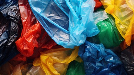 A colorful vibrant pile of plastic bags - obrazy, fototapety, plakaty