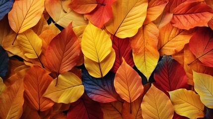 Illustration of vibrant autumn leaves scattered on the forest floor