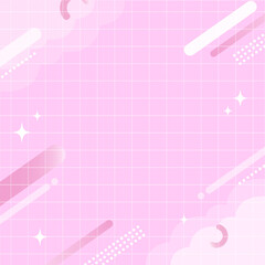 【ピンク系】幾何学模様背景・メンフィスのフレームパターン素材