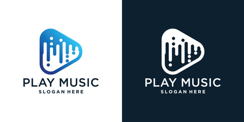Music logo design with gradient unique. Premium Vector